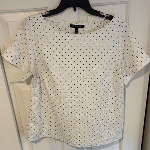 Banana Republic White and Black Polka Dot Blouse